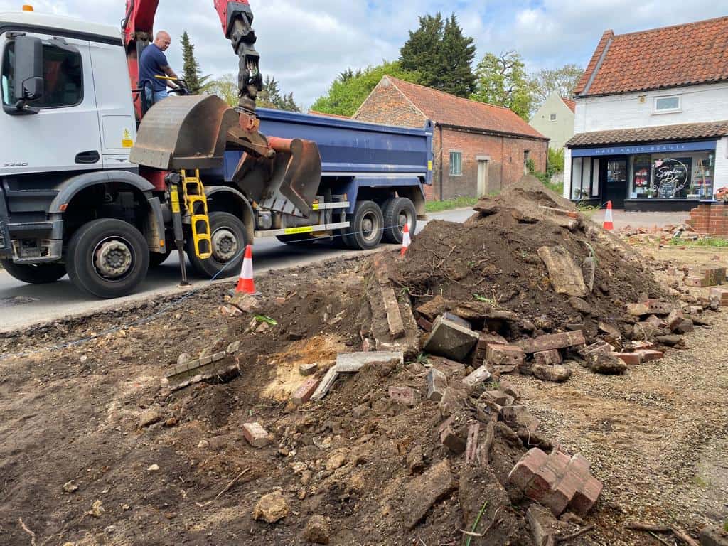 This is a photo of a dig out being carried out for the installation of a new tarmac driveway. Works being carried out by Whitstable Driveways