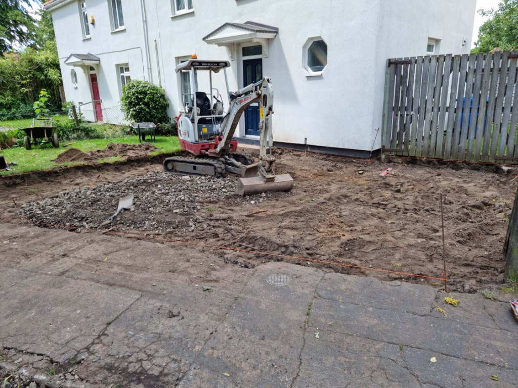 This is a photo of a dig out being carried out by Whitstable Driveways in preparation for a block paving driveway