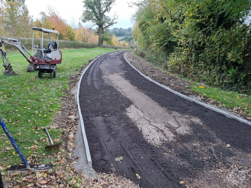 This is a large driveway which is in the process of having a tar and chip driveway installed on by Whitstable Driveways